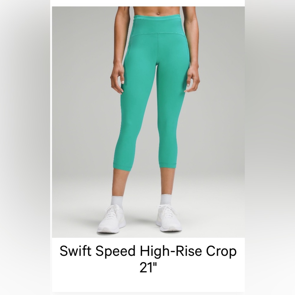 Lululemon Swift Speed High Rise Crop 21” Size 12 Kelly Green